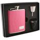 Visol Splendid Pink Leder Edelstahl Flachmann Geschenkset mit 4 Tassen Rose