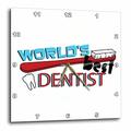 3dRose DPP 165822 _ 3 Worlds Best Dentist-Wall Uhr, 15 von 15 Zoll