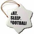 3dRose ORN 180405 _ 1 Eat Sleep Football-Gifts für Fußball oder American Football Enthusiasts-Snowflake Ornament, Porzellan, 3 Zoll