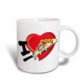 3dRose I Love Pizza-Tasse, Keramik, Weiß, 10.16 cm x 7,62 x-Uhr