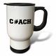 3dRose Coach, Schwarz Buchstaben mit Fußball Background-Travel Tasse, 14 oz, Edelstahl, Weiß, 8,57 x 11.83 X 15,24 cm