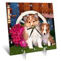 3dRose Hunde – Shetland Sheepdog Welpen sitzend von kleinen Holz Wagon. – Schreibtisch Uhr, 6 von 6 (DC 209147 _ 1)