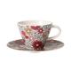 Villeroy & Boch caffèclub Blumen Kaffee Tasse mit Teller, 2 Stück, Premium Porzellan, Mehrfarbig