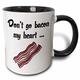 3dRose Dont Go Bacon My Heart. – Two Kaffeebecher, Keramik, Schwarz, 10.16 cm x 7,62 x-Uhr