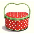 Prym Nähkorb Polka Dots rot/weiß Herzform M Polyester Grün, M