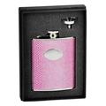 Visol Urlaub Essential Viper Pink Schlangenleder Design Whisky Flachmann Geschenk Set, 6 oz, Silber