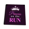 3dRose Prinzessin Black-hot Pink Text-Silver Tiara Crown-Girl Runner Running Racing-Memory Buch 12 Zoll (DB 161533 _ 2), 30,5 x 30,5 cm