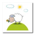 3dRose Silly Schafe auf Einem Hügel mit Einer Blume Funny Animal Cartoon-Iron on Wärmeübertragung, 8 von 20,3 cm für weiß Material (HT 118819 _ 1)