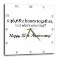 3dRose Happy 27. anniversary-236682 Stunden zusammen 15 Zoll (DPP 224672 _ 3), 15 x 15 Wanduhr
