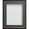 Frame Company Drayton Range Bilderrahmen mit goldfarbenen Details und blauem Passepartout für Bildgröße 15,2 x 10,2 cm, Kunststoff, 25,4 x 20,3 cm, Schwarz, Plastik, Schwarz, 8 x 6 Inches