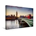Calvendo Premium Textil-Leinwand 45 cm x 30 cm Quer, Westminster Bridge/Big Ben | Wandbild, Bild auf Keilrahmen, Fertigbild auf Echter Leinwand, Leinwanddruck Orte Orte