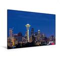 Calvendo Premium Textil-Leinwand 120 cm x 80 cm Quer, Seattle Skyline at Night | Wandbild, Bild auf Keilrahmen, Fertigbild auf Echter Leinwand, Leinwanddruck Orte Orte