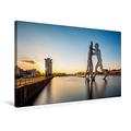 Calvendo Premium Textil-Leinwand 75 cm x 50 cm Quer, Molecule Man | Wandbild, Bild auf Keilrahmen, Fertigbild auf Echter Leinwand, Leinwanddruck: Die Molecule Man Skulptur auf der Spree Orte Orte