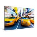 Calvendo Premium Textil-Leinwand 120 cm x 80 cm Quer, Yellow Cabs brausen durch die Strassen von New York | Wandbild, Bild auf Keilrahmen, Fertigbild auf Yellow Cabs, New York, USA Orte Orte