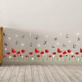 Wallflexi Dekorationen Swarovski Kristall & Mohn Blumen Sockelleiste Wand Sticker Wohndeko Dekor, bunt