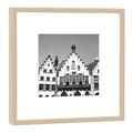 COGNOSCO RH-27-B100 Fotografie im Holzrahmen: Römer Römerberg Frankfurt-Fotodruck-Format 27 x 27 cm-Rahmenfarbe beige-Hochwertiges Wandbild, Geschenkidee oder Souvenir aus Hessen, Holz, Schwarz-Weiß, Rahmen