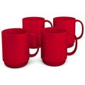 Ornamin Becher mit Henkel 300 ml rot 4er-Set (Modell 510) / Mehrweg-Becher Kunststoff, Kaffeebecher