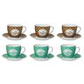 Borella Casalighi Tiffany Set Cappuccino-Tassen mit Teller, Keramik, Hellblau, 12 Einheiten