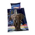 Herding Young Collection Bettwäsche-Set, Big City Elephant Wendemotiv, Bettbezug 160 x 210 cm, Kopfkissenbezug 65 x 100 cm, Baumwolle/Renforcé