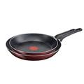 Tefal B34490 Cook'N'Clean antihaftbeschichtetes Pfannen-Set 25 und 28 cm, Aluminium, bordeaux/bronze