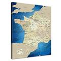 LANA KK Frankreichkarte französisch Kunstdruck, blaues Meer, 80 x 120 cm