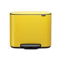 Brabantia Bo Treteimer 3 x 11 L Abfalleimer, Metall, Daisy Yellow, 54 x 36.5 x 44 cm