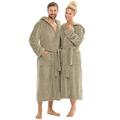 CelinaTex Bademantel mit Kapuze für Damen und Herren, Saunamantel weich und flauschig, Coral-Fleece Morgenmantel Florida 5001242 L taupe