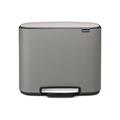 Brabantia Bo Treteimer 36 L Abfalleimer, Metall, Mineral Concrete Gray, 54 x 36.5 x 44 cm