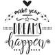 Rayher Hobby 29105000 Holzstempel Make Your Dreams Happen, 8 x 9 cm, Text mit Aussagekraft, zum Gestalten von Karten u.v.m., Butterer Schrift-Stempel