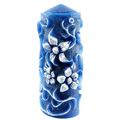 Magic Candle World Candles 3D Handgemalt auf Einer silbernen Blumenmuster, dunkelblau Kerze, Künstlerisches Muster Stumpenkerzen, Dekoration, Paraffinwachs, 8 x 8 x 24 cm, 12-Einheiten