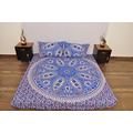 indischen blau weiß Urban Paisley Outfitters Wandteppich Mandala Überwurf Tagesdecke Gypsy, Boho Queen Doppelbett Doona & 2 Kissen Fall Set 100% Baumwolle 233,7 x 213,4 cm.