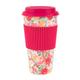 Cambridge cm05897 groß Flori Falt Eco Travel Becher, Bambus, pink, 10 x 10 x 18 cm