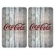 Wenko Glasabdeckplatten Universal Coca-Cola Wood 2er Set, Kochplattenabdeckung und Schneidebrett für Alle Herdarten, Gehärtetes Glas, Mehrfarbig, 52 x 30 x 4,5 cm