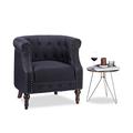 Relaxdays Retro Sessel, Chesterfield-Design, Stoffbezug, Nietenbesatz, gesteppt, Sitzpolster, HBT: 76x71x67cm, schwarz