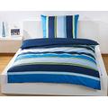 Bassetti Bettwäsche blau gestreift, Bettwäsche Set, Bettbezug 135 x 200 cm, feinstes Baumwoll-Satin, mit Reißverschluss, Menge: 1 Stück