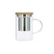 OGO Living Ogo Tasse mit Deckel aus Bambus, transparent OGO - Tasse mit Siebeinsatz und Bambusdeckel, 500 ml durchsichtig