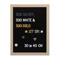 Relaxdays Letter Board, 40 x 30 cm, Holz, 900 x Zeichen, Buchstaben, Retro Rillentafel, Stecktafel, Wandmontage, schwarz