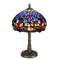 World Art TW60485 Nachttischlampen tischlampe dragonfly glas im tiffany-stil handwerk, 41x26x26 Cm