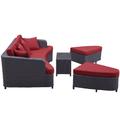 Monterey 4 Piece Outdoor Patio Sofa Set EEI-992-BRN-RED-SET