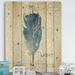 East Urban Home Blue Damask Feather - Farmhouse Print on Natural Pine Wood in Brown/Gray/Green | 20 H x 12 W x 1 D in | Wayfair