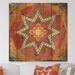 East Urban Home Moroccan Orange Tiles Collage I - Bohemian Chic Print on Natural Pine Wood in Brown/Red | 16 H x 16 W x 0.78 D in | Wayfair