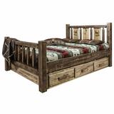 Loon Peak® Homestead Collection Lodge Pole Pine Storage Bed Wood in Brown/Green | 47 H x 66 W x 94 D in | Wayfair 56A43AE7C3AF40328224F959D0C286EB