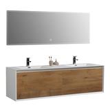 Union Rustic Daijon 75" Wall Mounted Double Bathroom Vanity Set w/ Mirror Wood/Plastic in White | 20.5 H x 74.5 W x 22.87 D in | Wayfair