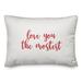 Ebern Designs The Lyell Collection Love You The Mostest Throw Pillow Polyester/Polyfill blend in Red/White | 14 H x 20 W x 1.5 D in | Wayfair