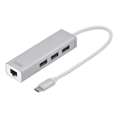 USB 3.0 Hub Typ-C mit Gigabit LAN-Adapter 3-Port »DA-70255«, Digitus