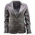 Infinity Ladies Casual Black Leather Blazer Jacket 8