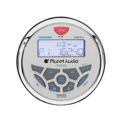 Planet Audio Round Marine Radio - 3.5in Diameter Bluetooth Rear Aux Input AM/FM Rear Charging USB White PGR35B