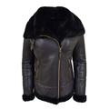 A1 FASHION GOODS Womens Genuine Sheepskin Jacket Double Face Black Merino Shearling Aviator Coat - Alexa (12)