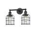 Innovations Lighting Bruno Marashlian Small Bell Cage 16 Inch 2 Light Bath Vanity Light - 208-BK-G52-CE