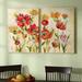 Winston Porter 'July in the Garden I' - 2 Piece Wrapped Canvas Print Set Metal in Blue/Green/Red | 32 H x 48 W x 2 D in | Wayfair